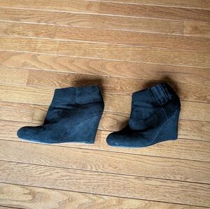 Black suede women booties size 7.5 for winter and fall